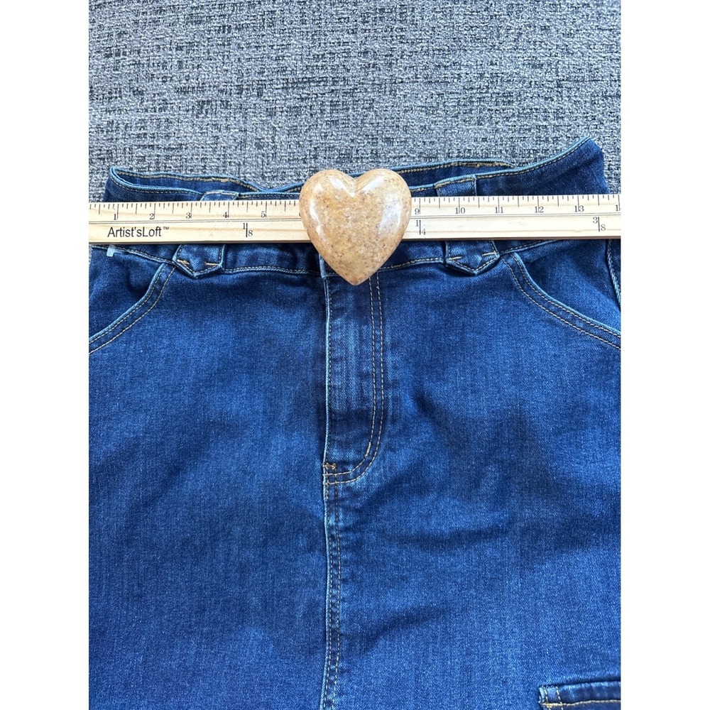 Cider Denim Cargo Edgy Maxi Skirt Blue Button Front Slit Pockets Size M - Picture 4 of 9